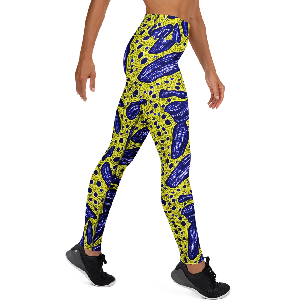 Cobalt Cellscape on Yoga Leggings — Right