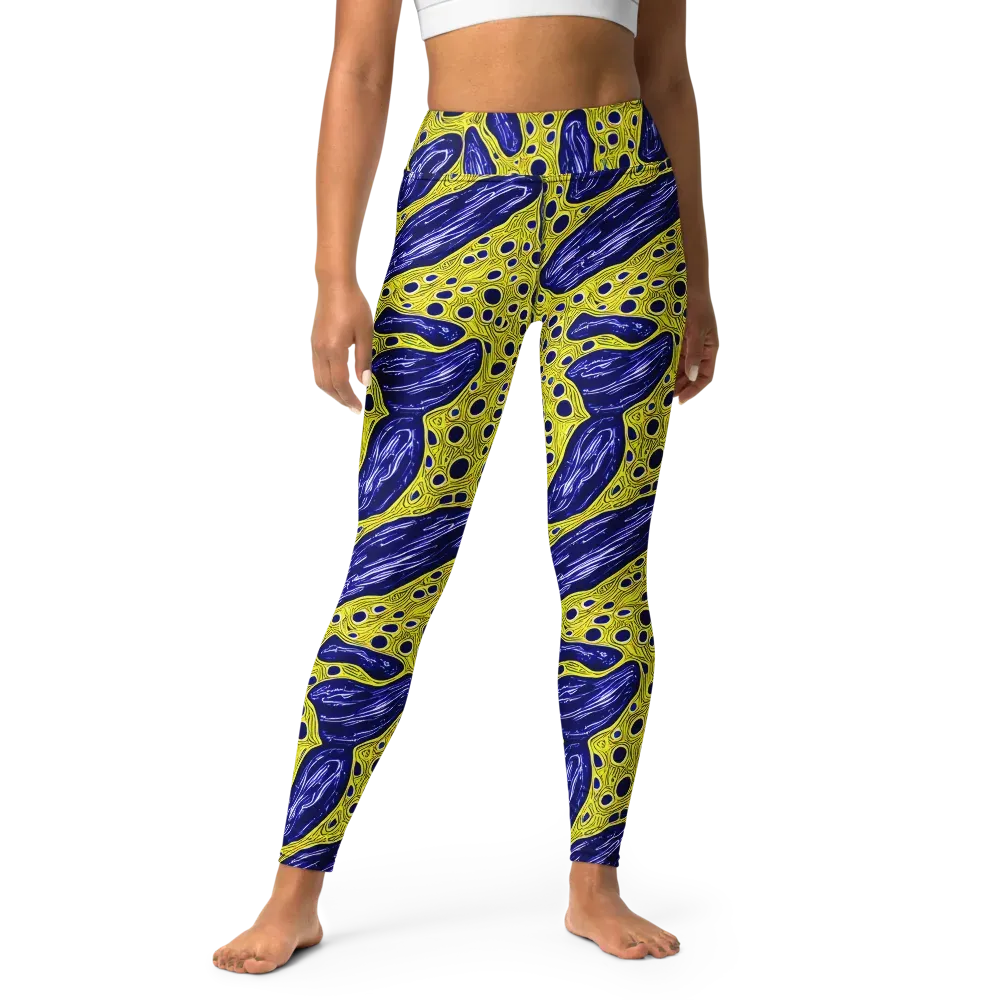 Cobalt Cellscape on Yoga Leggings — Front
