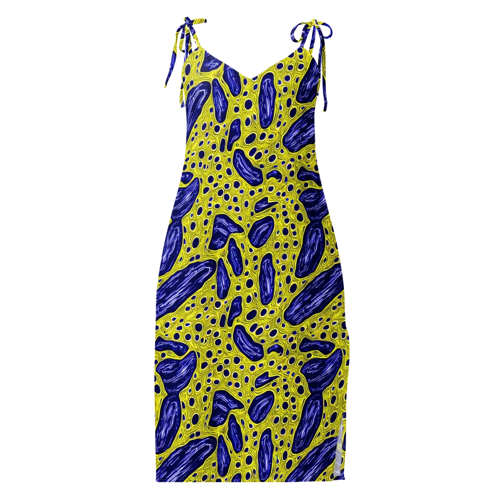 Cobalt Cellscape on Slip Dress — Front