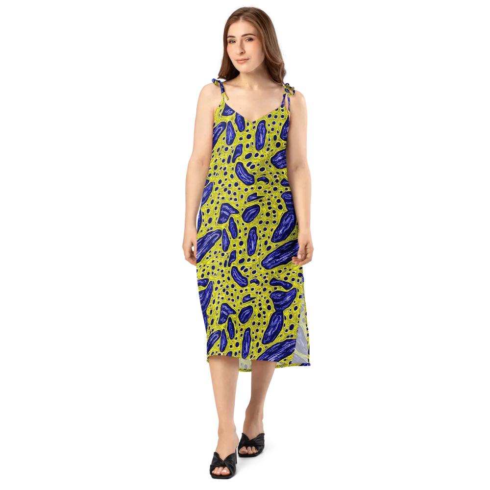 Cobalt Cellscape on Slip Dress — Front