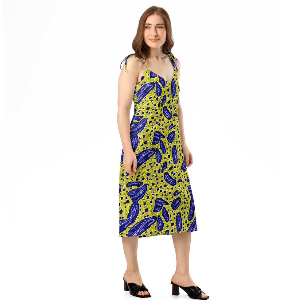 Cobalt Cellscape on Slip Dress — Right Front