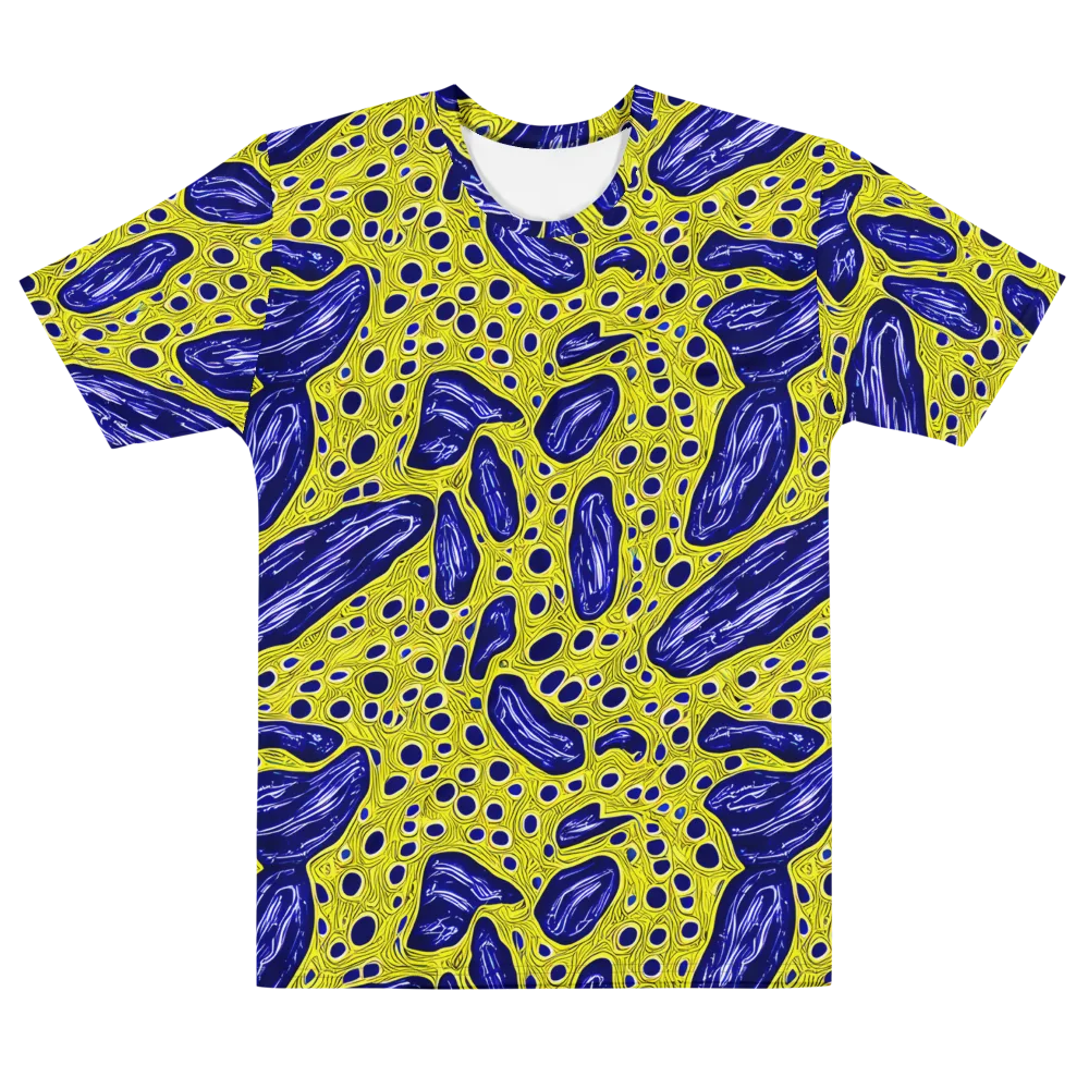 Cobalt Cellscape on Men's Cotton Crew Neck T-Shirt — Front