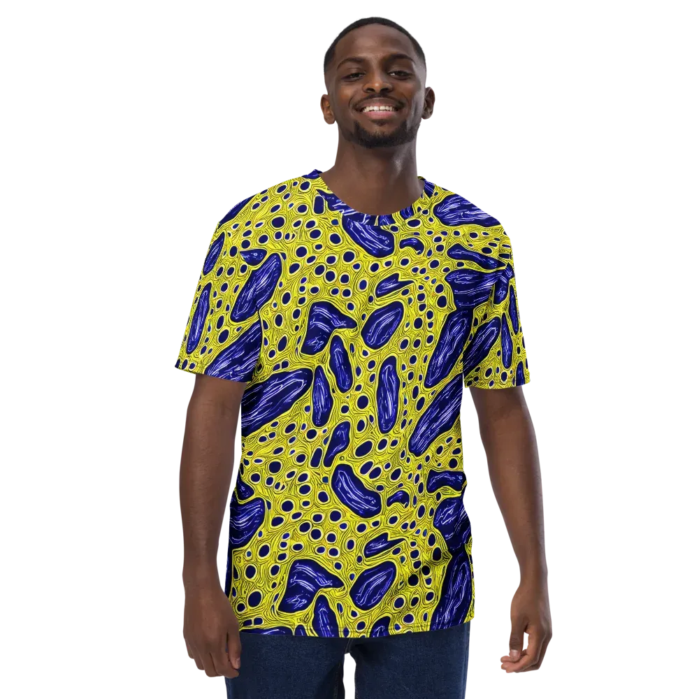 Cobalt Cellscape on Men's Crew Neck T-Shirt — Front