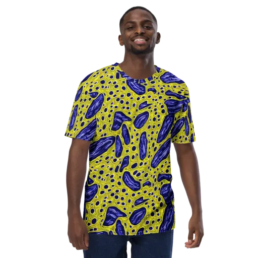 Cobalt Cellscape on a Men's Crew Neck T-Shirt
