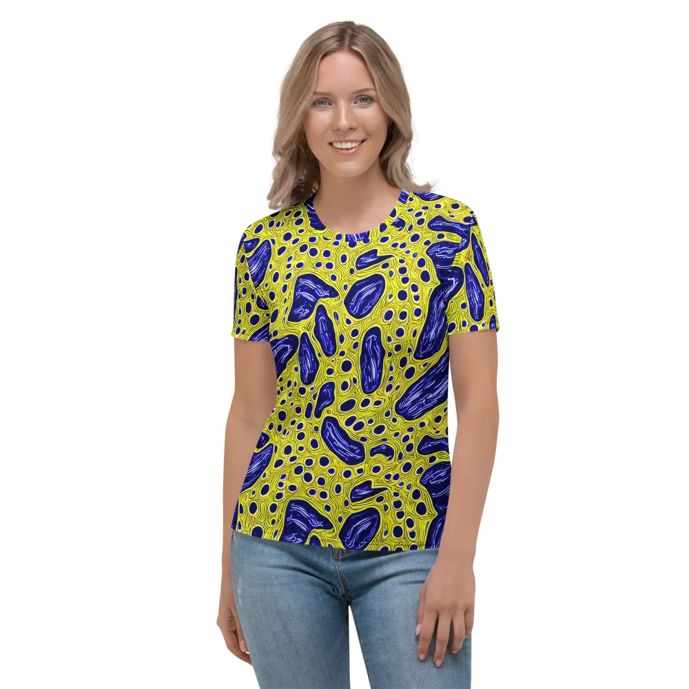 Cobalt Cellscape on Women's Crew Neck T-Shirt — Front