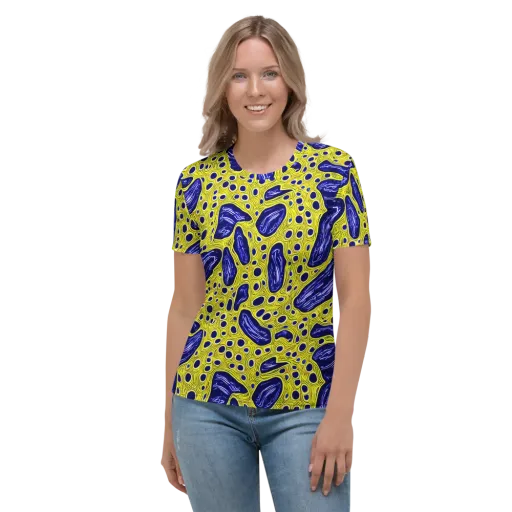 Cobalt Cellscape on a Women's Crew Neck T-Shirt