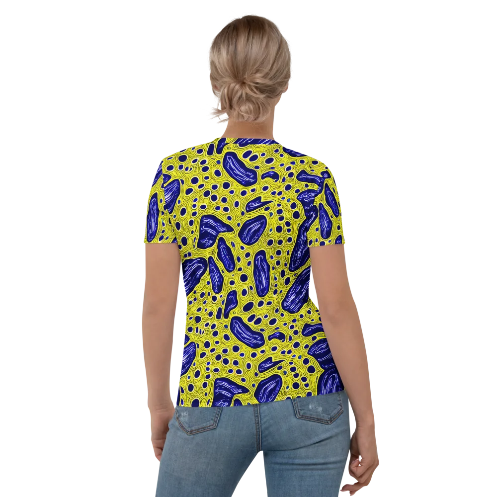 Cobalt Cellscape on Women's Crew Neck T-Shirt — Back