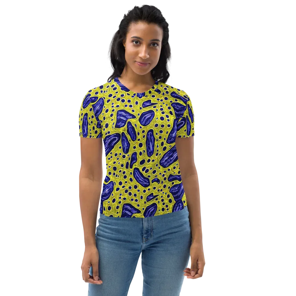 Cobalt Cellscape on Women's Crew Neck T-Shirt — Front