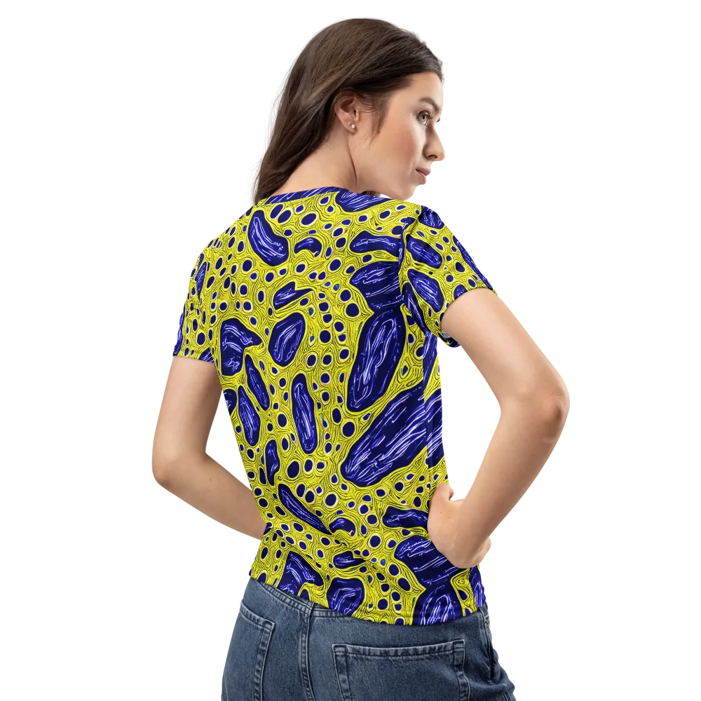 Cobalt Cellscape on Women's Crew Neck T-Shirt — Back