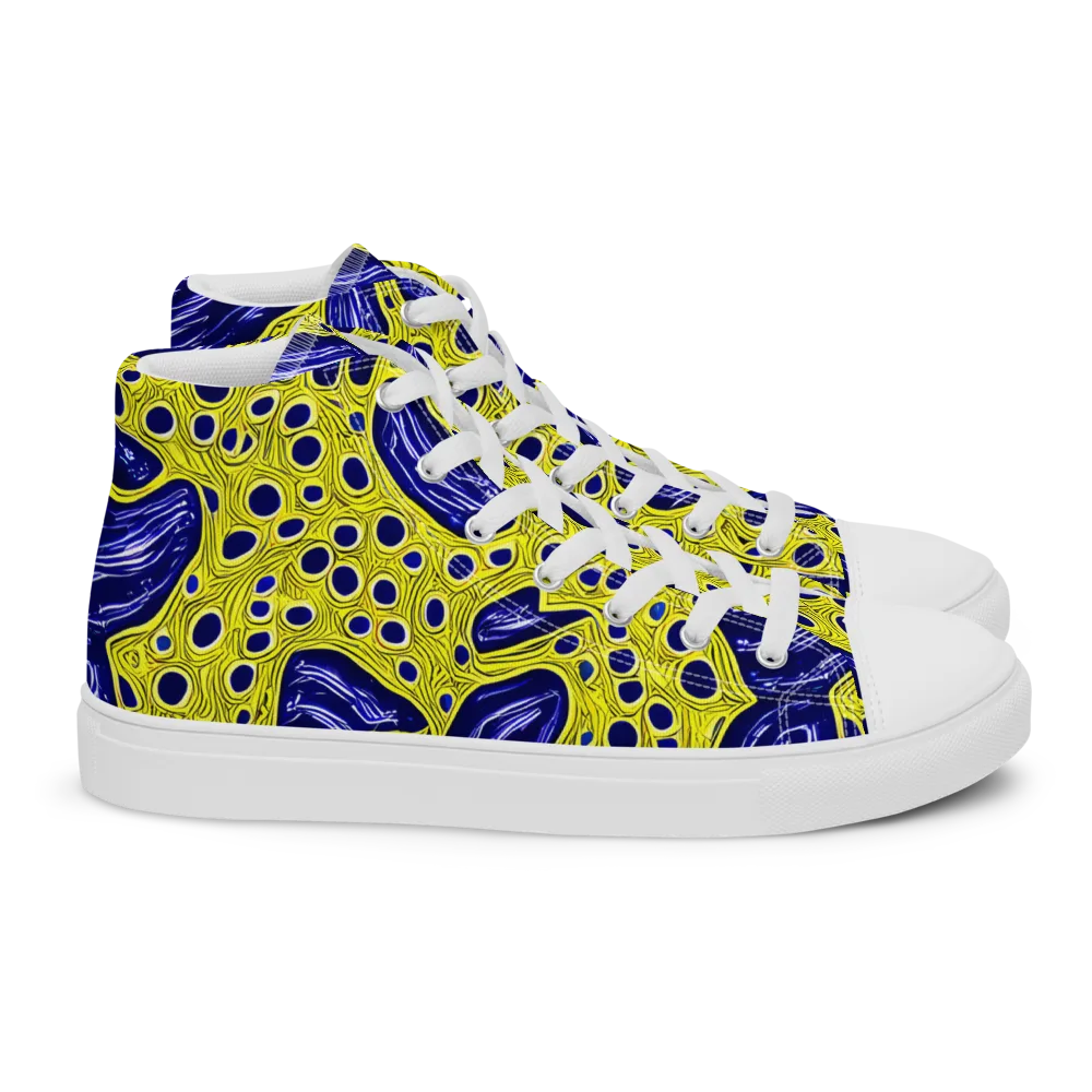Cobalt Cellscape on Women's High Top Canvas Shoes — Right