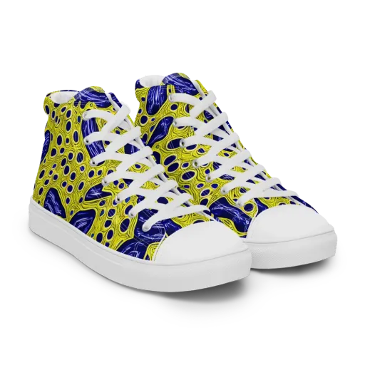Cobalt Cellscape on a Women's High Top Canvas Shoes
