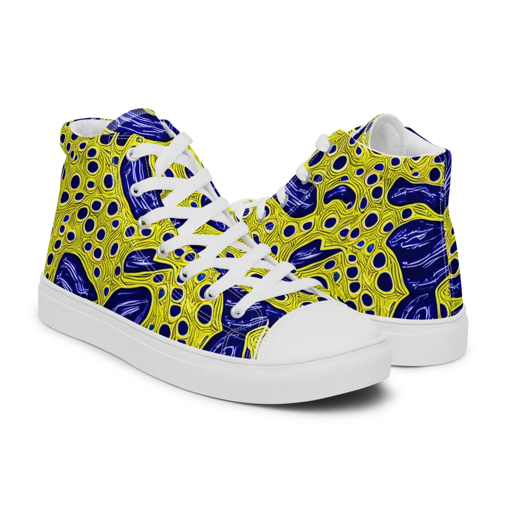 Cobalt Cellscape on Women's High Top Canvas Shoes — Right