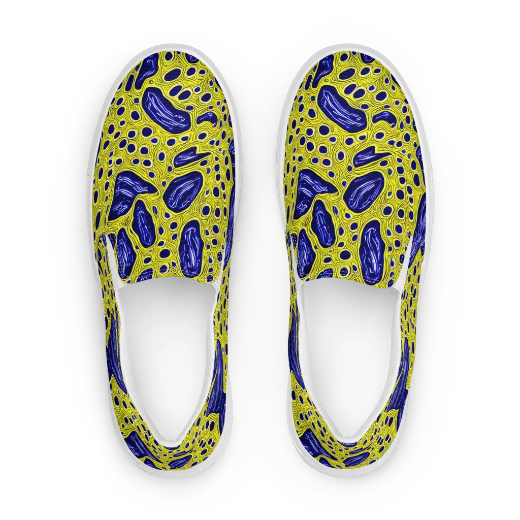 Cobalt Cellscape on Men's Slip-On Canvas Shoes — Front