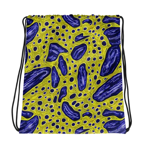 Cobalt Cellscape on a Drawstring Bag