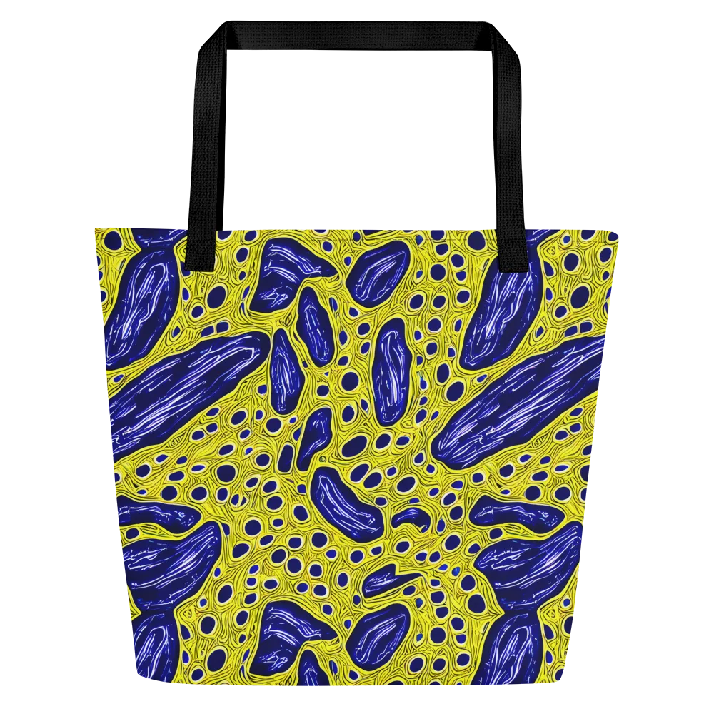 Cobalt Cellscape on Large Tote Bag W/ Pocket — Front