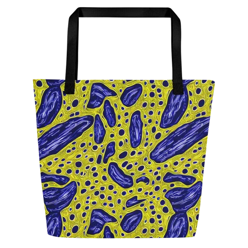 Cobalt Cellscape on a Large Tote Bag W/ Pocket