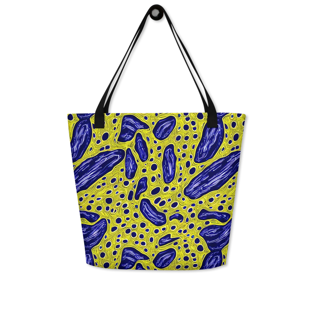 Cobalt Cellscape on Large Tote Bag W/ Pocket — Front