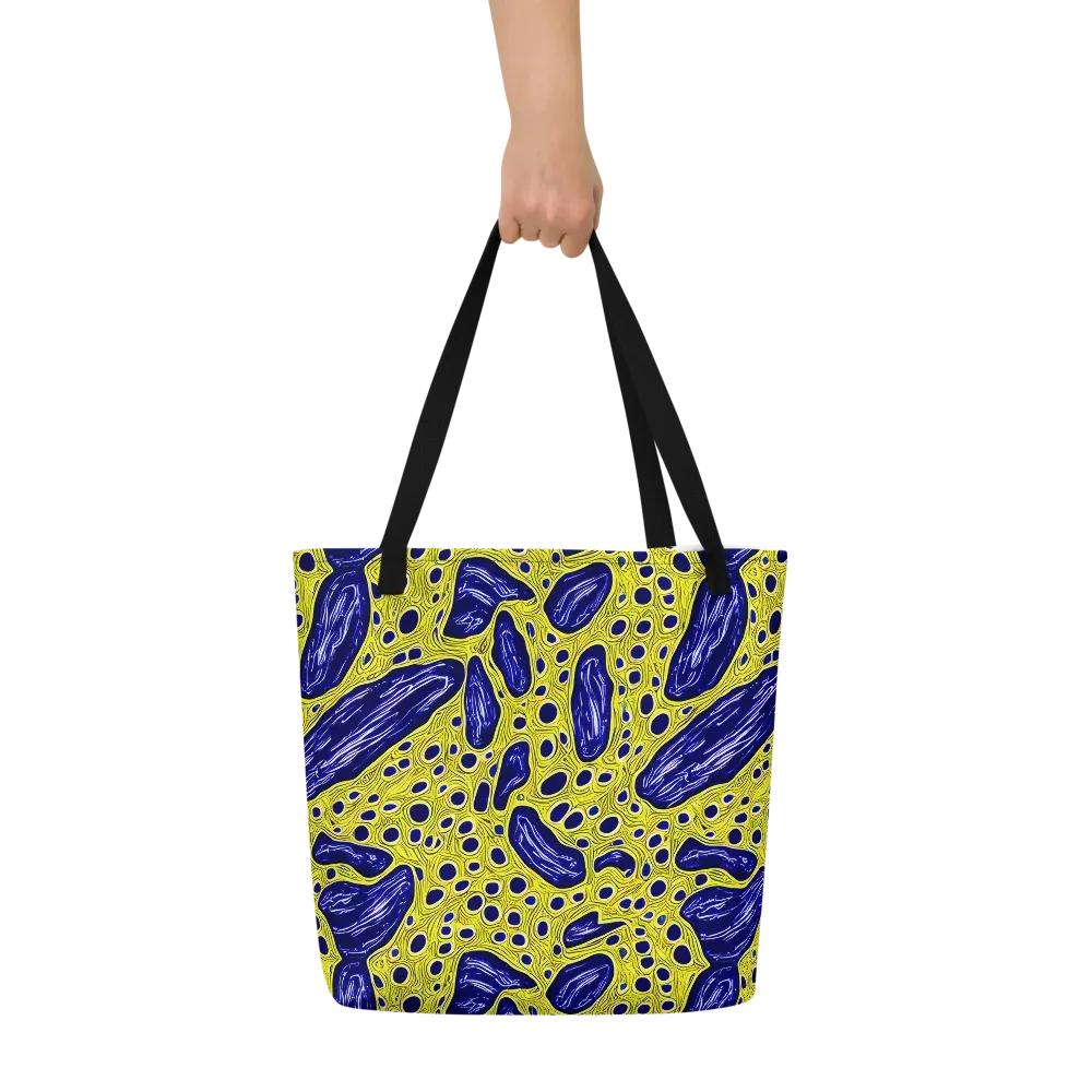 Cobalt Cellscape on Large Tote Bag W/ Pocket — Front
