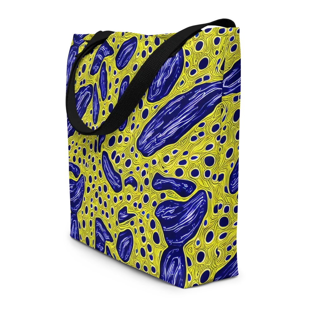 Cobalt Cellscape on Large Tote Bag W/ Pocket — Front