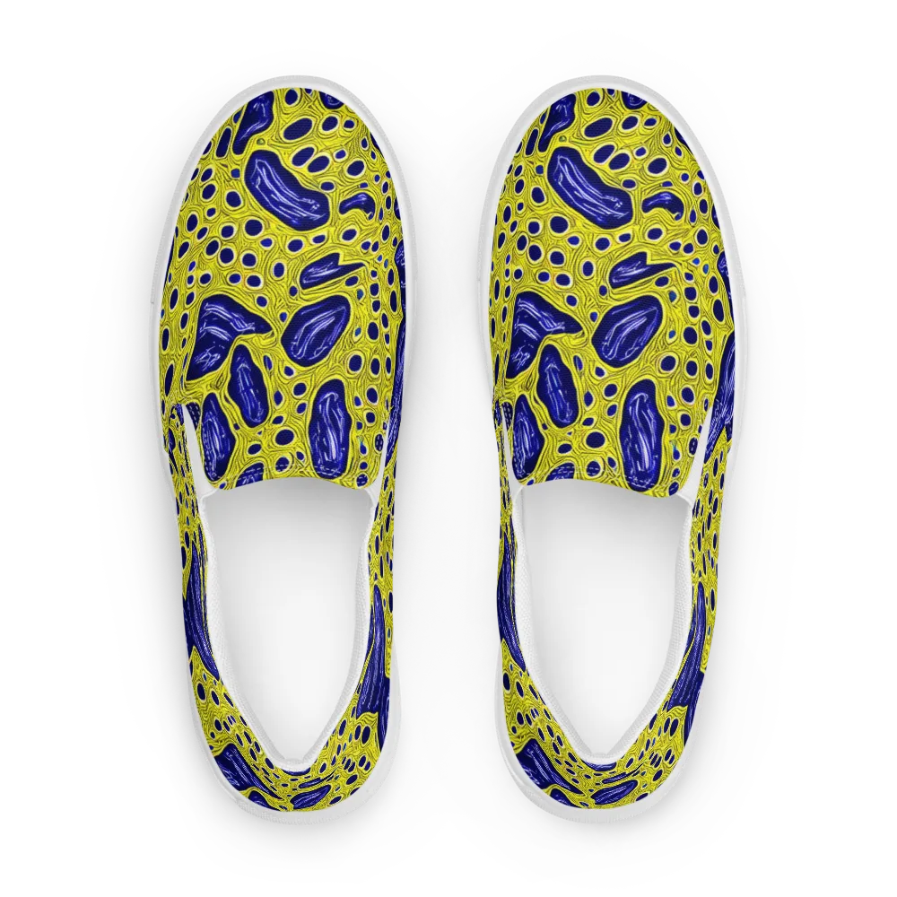 Cobalt Cellscape on Women's Slip-On Canvas Shoes — Front
