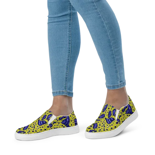 Cobalt Cellscape on a Women's Slip-On Canvas Shoes