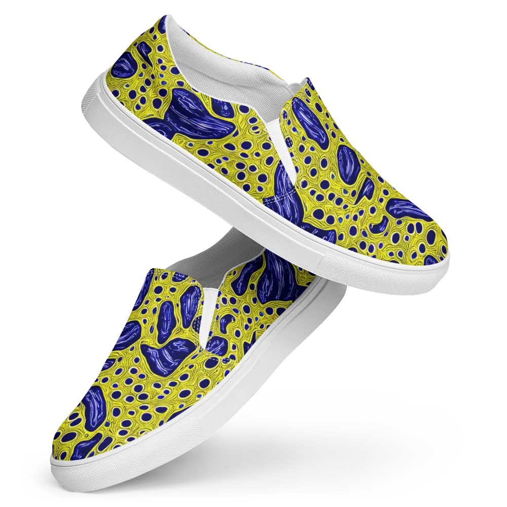 Cobalt Cellscape on Women's Slip-On Canvas Shoes — Front