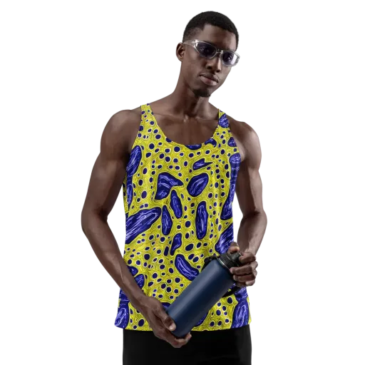 Cobalt Cellscape on a Men's Tank Top