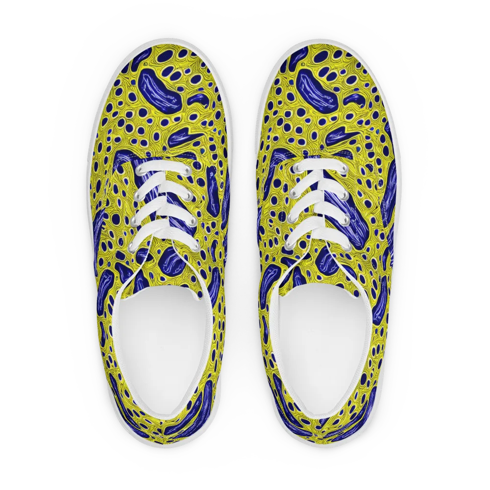 Cobalt Cellscape on Men's Lace-Up Canvas Shoes — Front