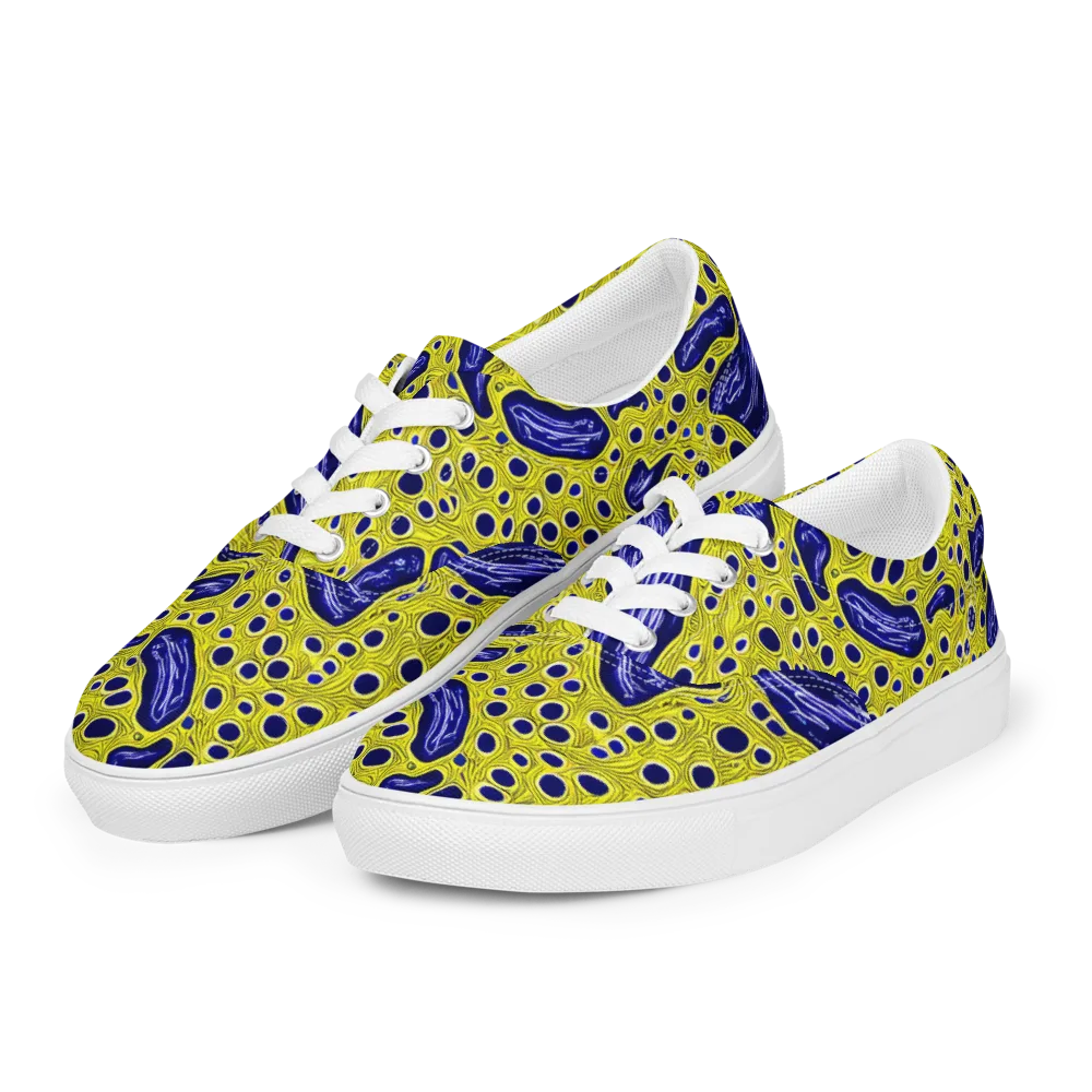 Cobalt Cellscape on Men's Lace-Up Canvas Shoes — Left Front
