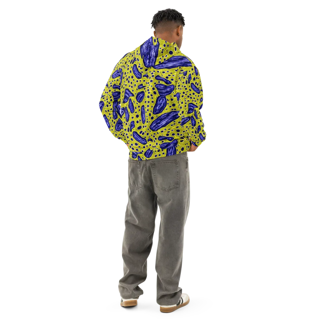Cobalt Cellscape on Cotton Hoodie — Back