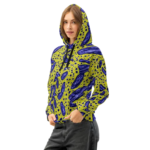 Cobalt Cellscape on a Cotton Hoodie