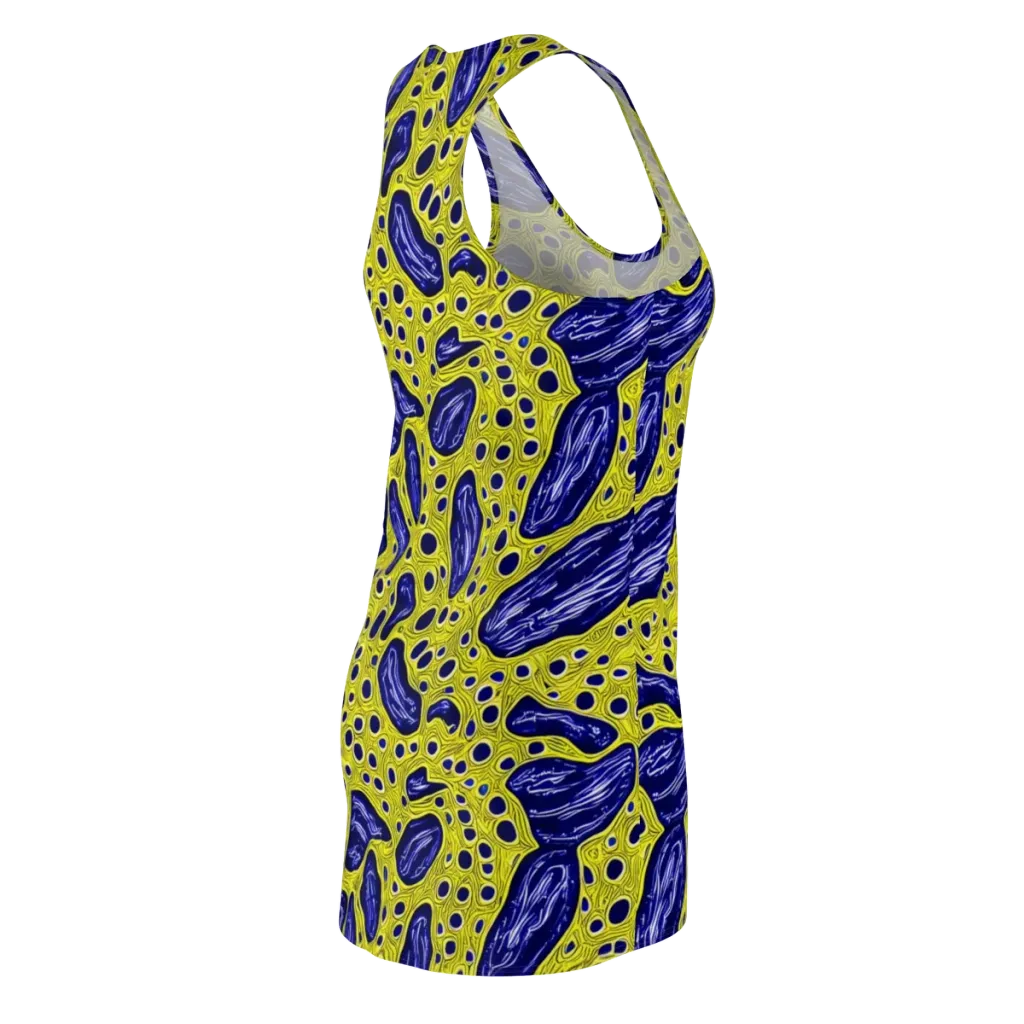 Cobalt Cellscape on Racerback Dress — Back Side