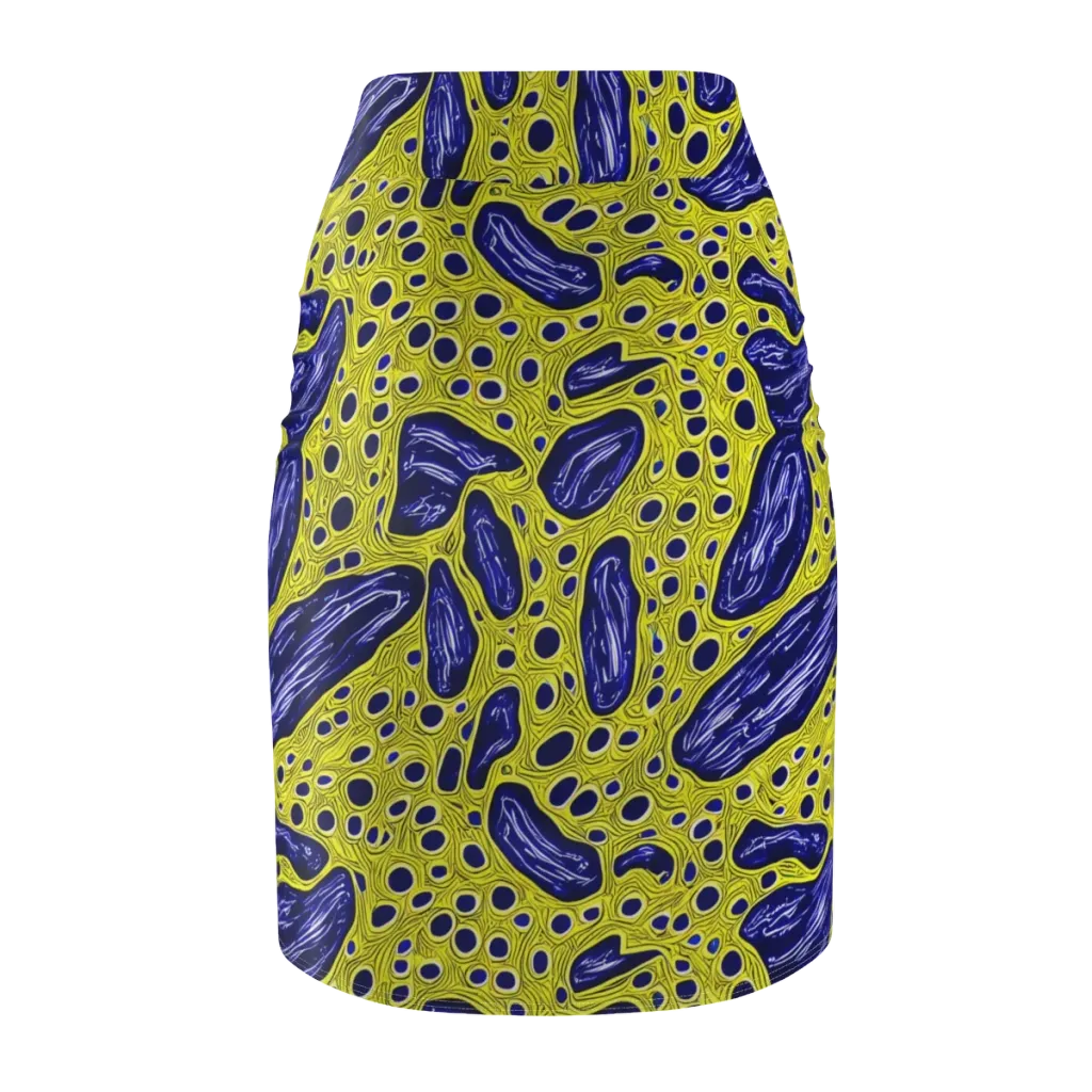 Cobalt Cellscape on Pencil Skirt — Back