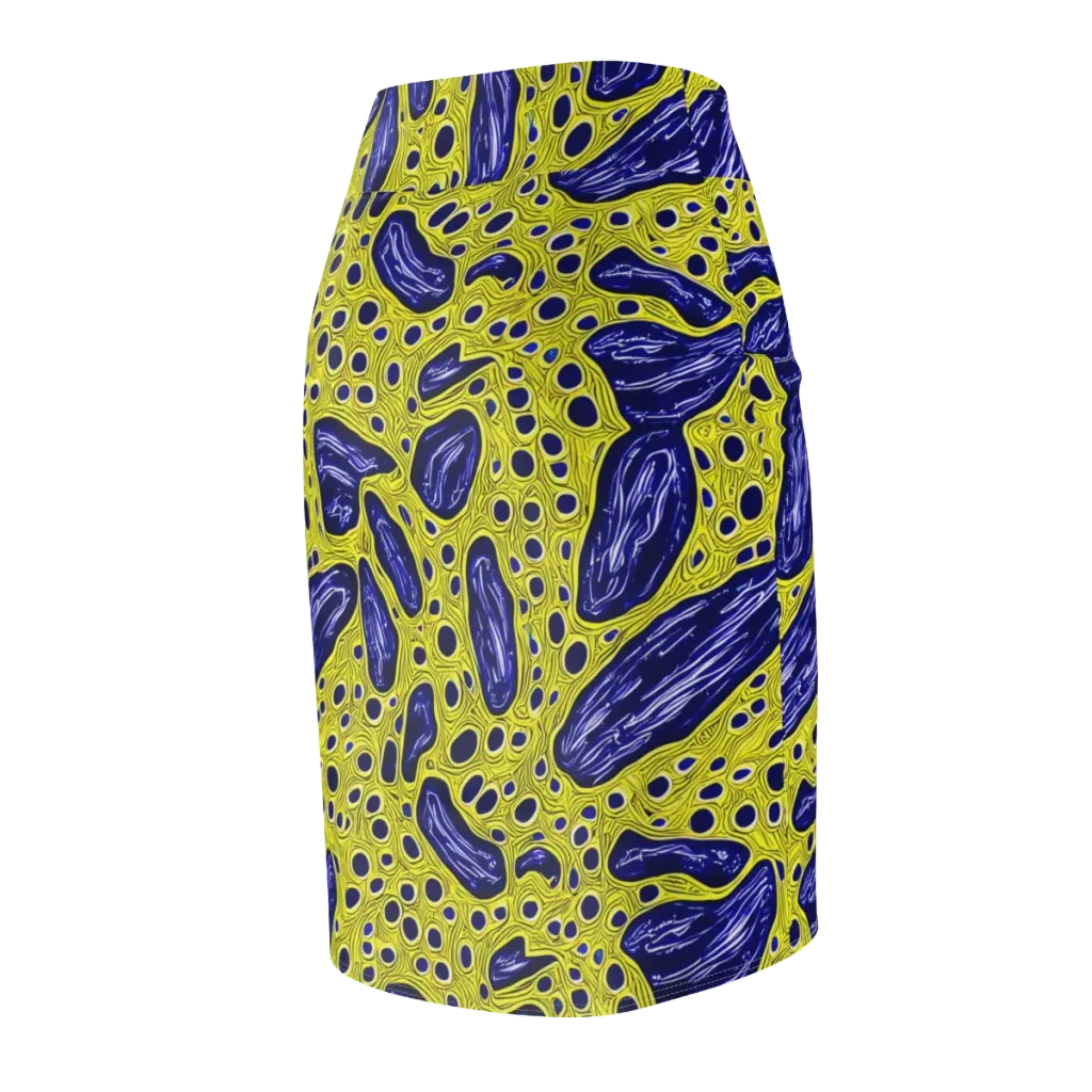 Cobalt Cellscape on Pencil Skirt — Back Side