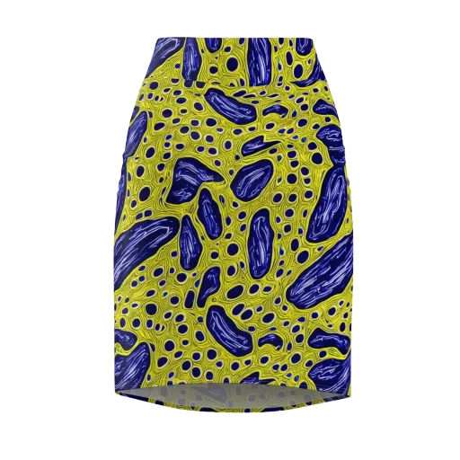Cobalt Cellscape on a Pencil Skirt