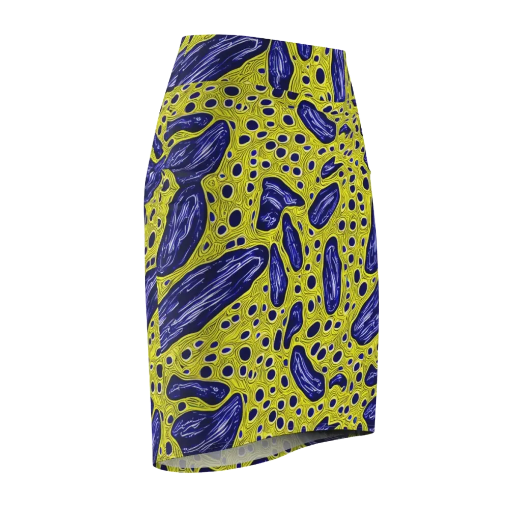 Cobalt Cellscape on Pencil Skirt — Front Side