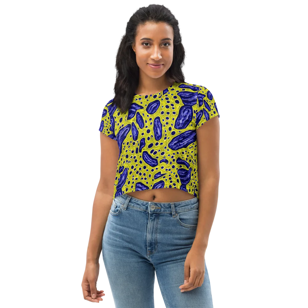 Cobalt Cellscape on Crop Tee — Front