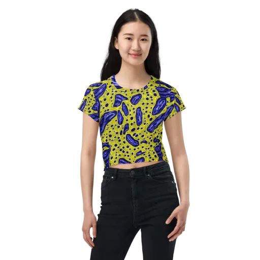 Cobalt Cellscape on a Crop Tee