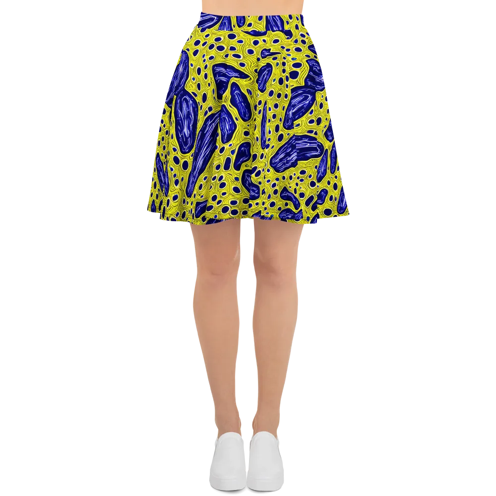 Cobalt Cellscape on Skater Skirt — Front