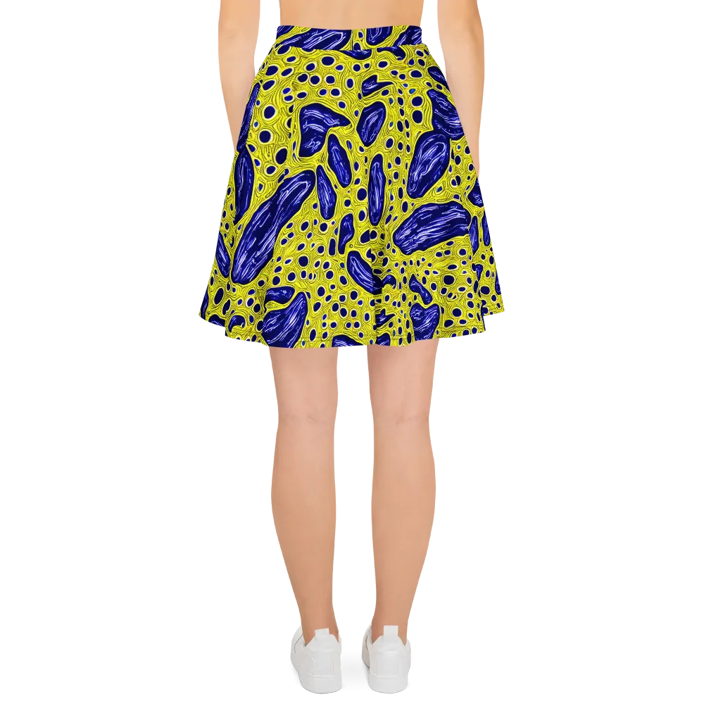 Cobalt Cellscape on Skater Skirt — Back