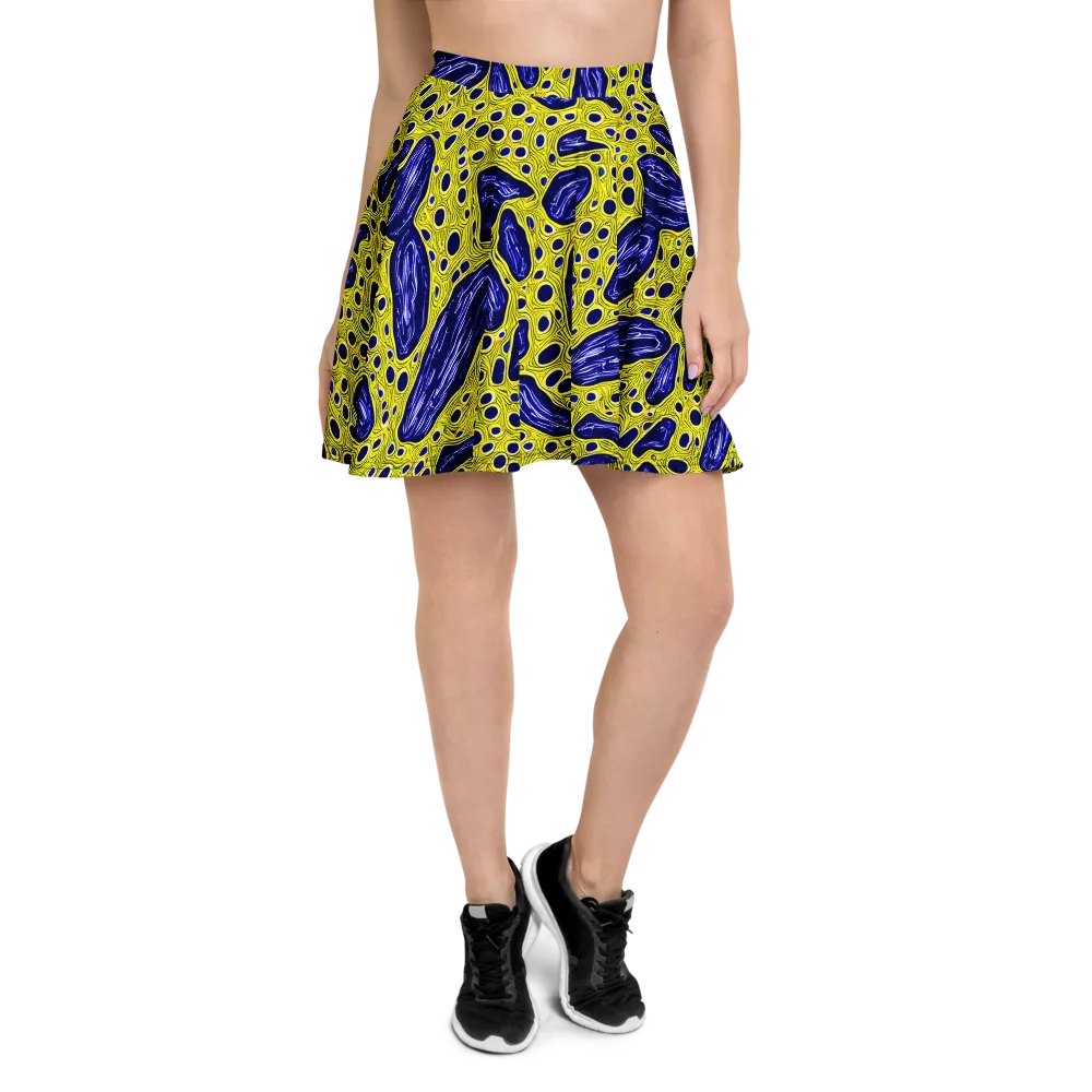 Cobalt Cellscape on Skater Skirt — Front