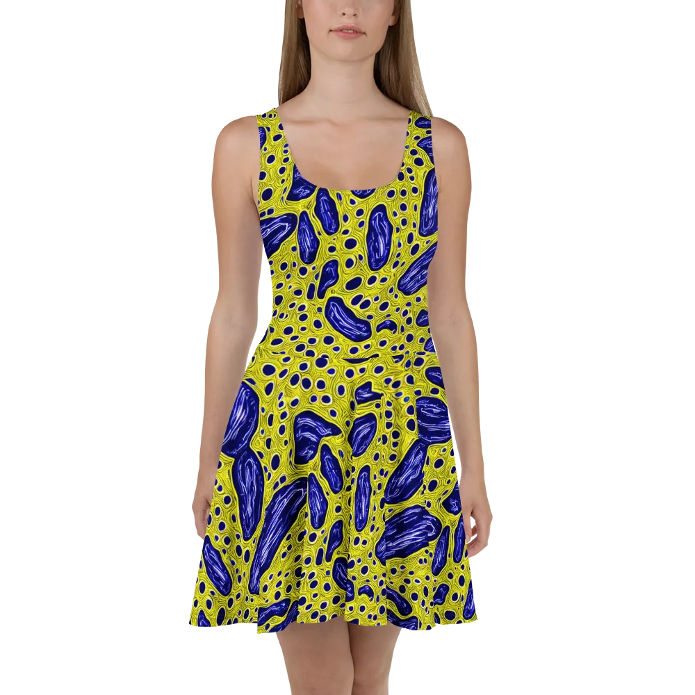 Cobalt Cellscape on Skater Dress — Front