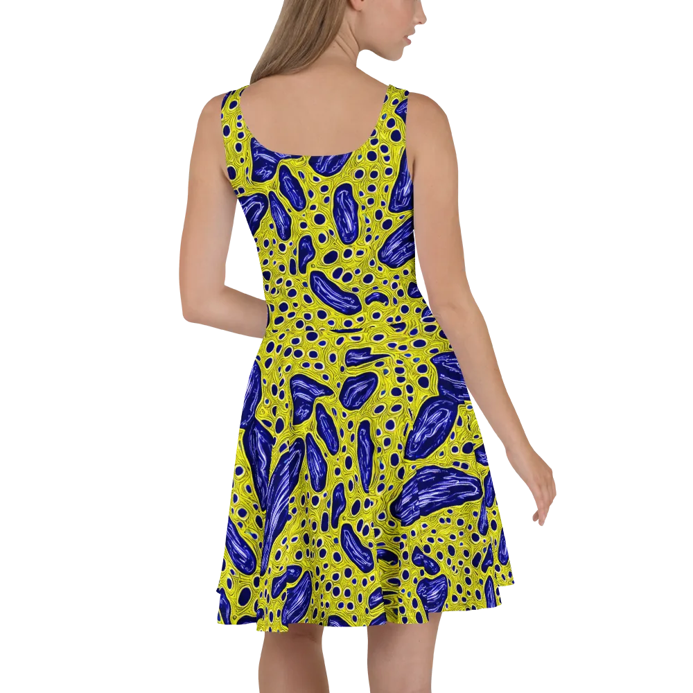 Cobalt Cellscape on Skater Dress — Back