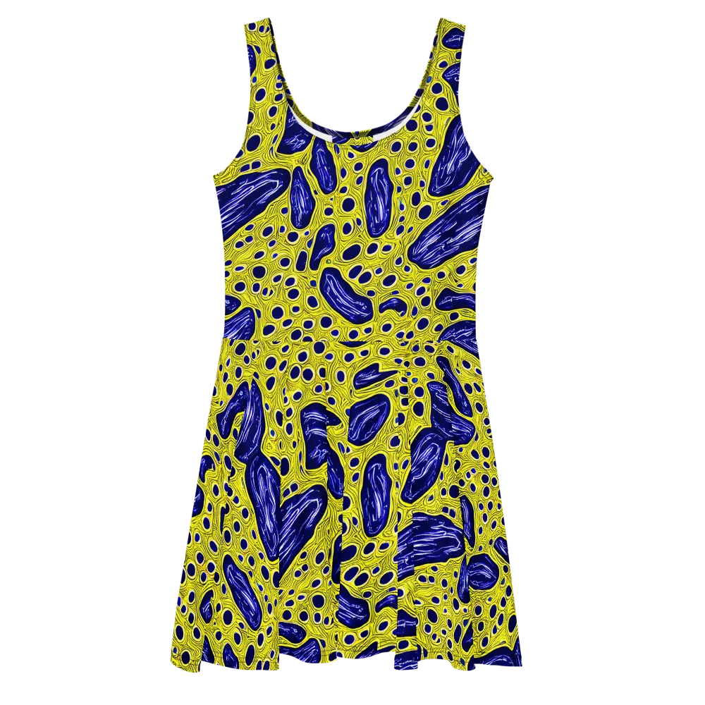 Cobalt Cellscape on Skater Dress — Front