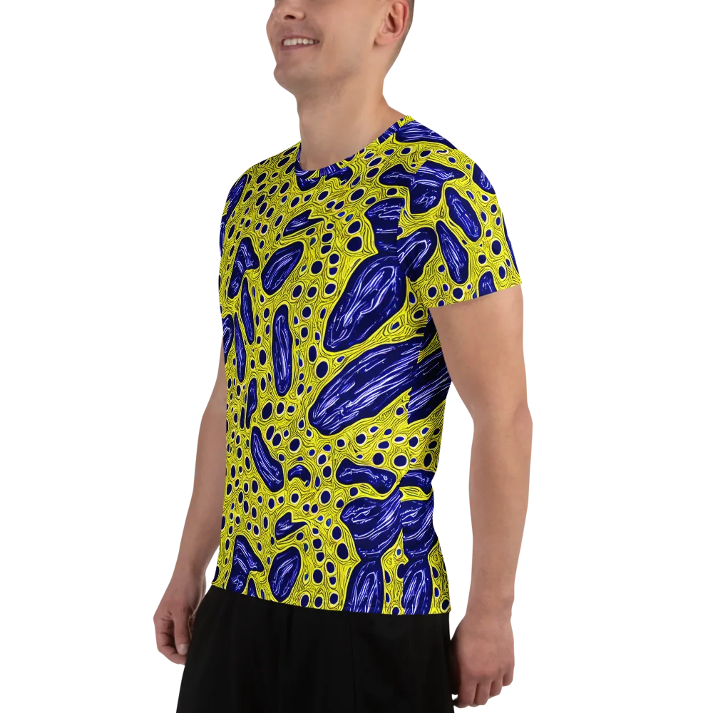Cobalt Cellscape on Men's Athletic T-Shirt — Left
