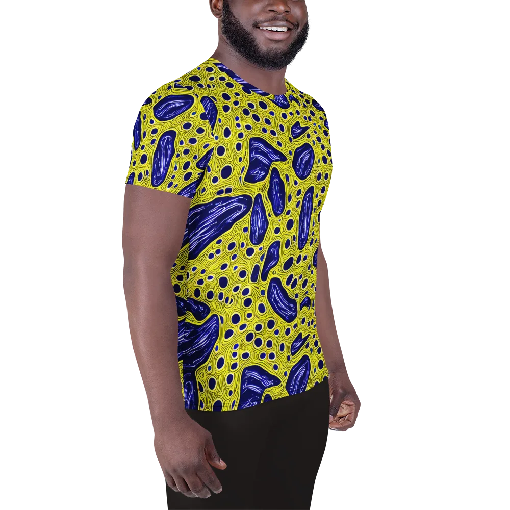Cobalt Cellscape on Men's Athletic T-Shirt — Right