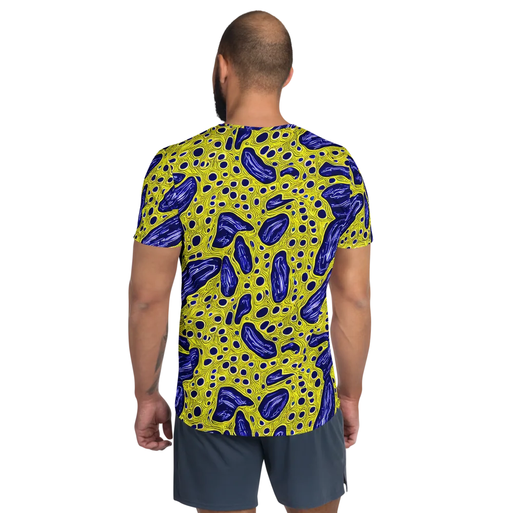 Cobalt Cellscape on Men's Athletic T-Shirt — Back