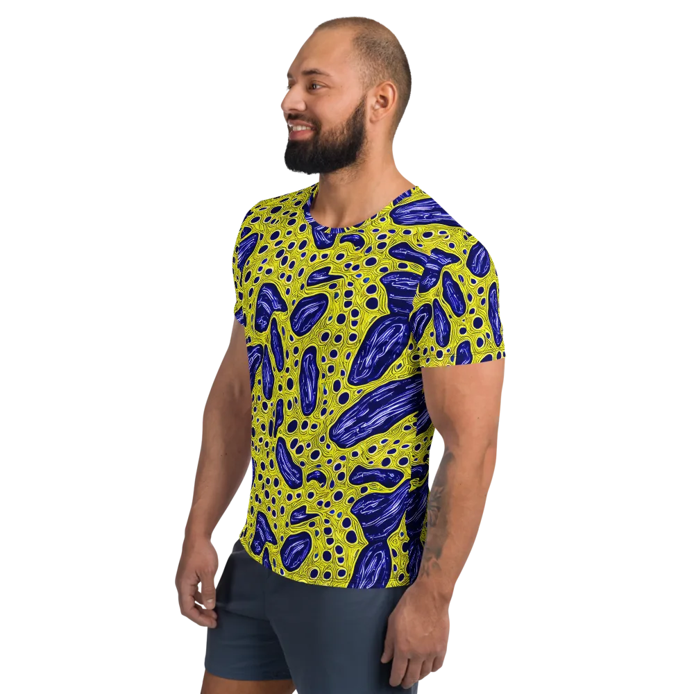 Cobalt Cellscape on Men's Athletic T-Shirt — Left