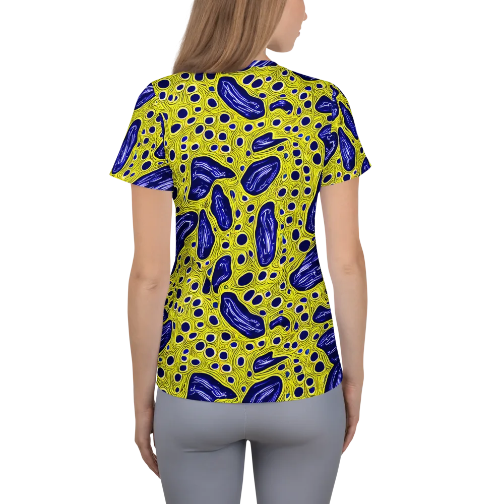 Cobalt Cellscape on Women's Athletic T-Shirt — Back