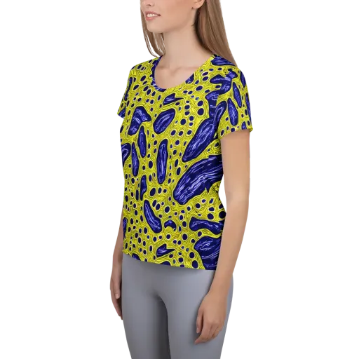 Cobalt Cellscape on a Women's Athletic T-Shirt